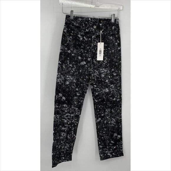 AG Adriano Goldschmied Alexxis Cropped jeans black floral straight leg new 25 - Picture 2 of 7
